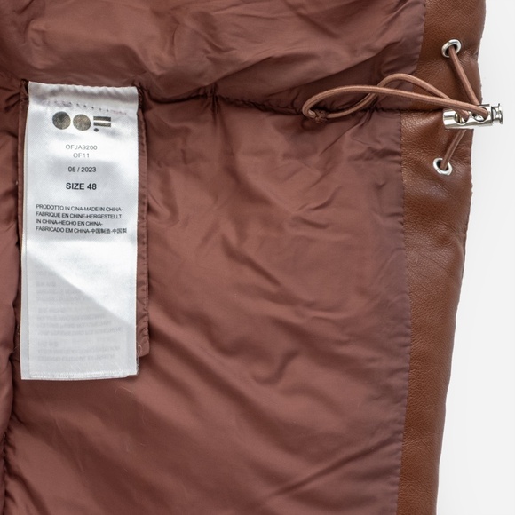 OOF WEAR Faux Leather Puffer Women's Jacket Hooded Brown $428 - Size 48 - US 12 - Picture 14 of 14